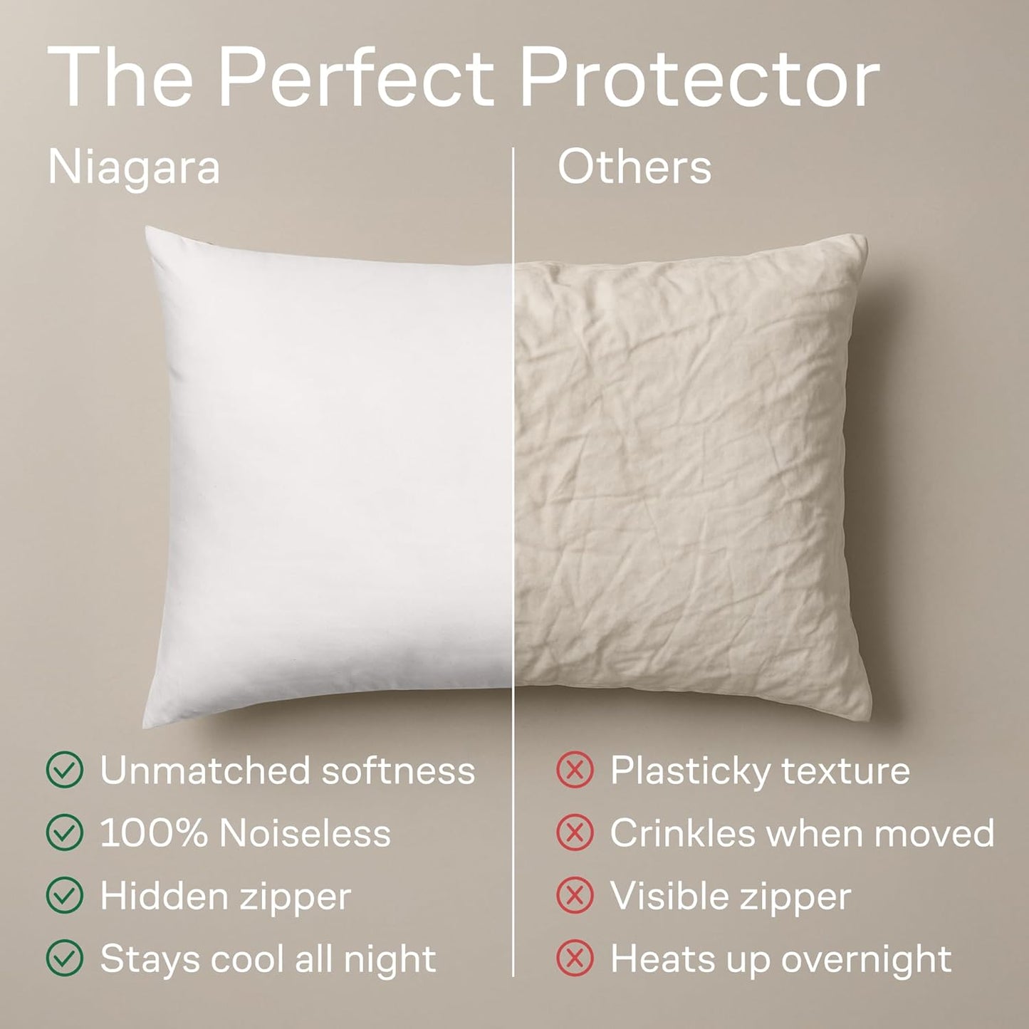Ultra Soft Pillow Protectors with Zipper Standard Size - Set of 8 Breathable Pillow Covers - 100% Protection Against Stains, Dust & Dirt - Machine Washable (White)