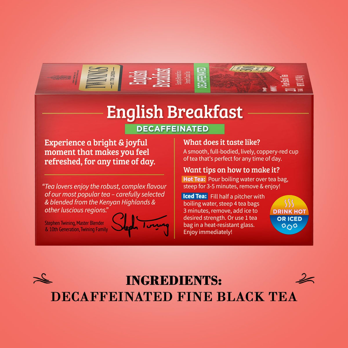 Twinings English Breakfast Tea, Decaffeinated Black Tea - Lively and Refreshing Decaf Tea Bags Individually Wrapped, 50 Count
