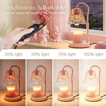 Candeldo Candle Warmer Lamp with Timer: Flower Gold Candle Lamps Height Adjustable Wax Melt House Warming Gifts New Home Decor Mothers Day Birthday Gift for Women Mom