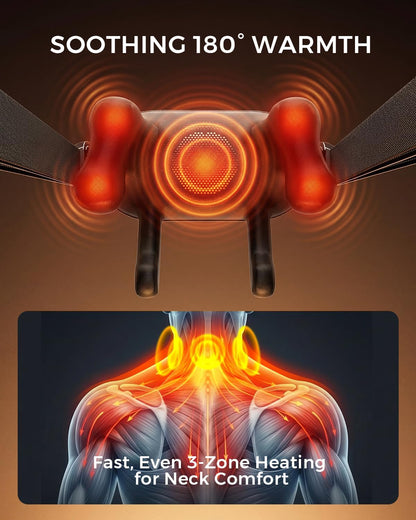 Upgraded Neck Massager for Pain Relief Deep Tissue, Cordless Neck and Shoulder Massager with Heat, 5 Modes Deep Tissue Kneading, Portable Shiatsu Massager for Back Leg Muscles, Home Office Travel Use