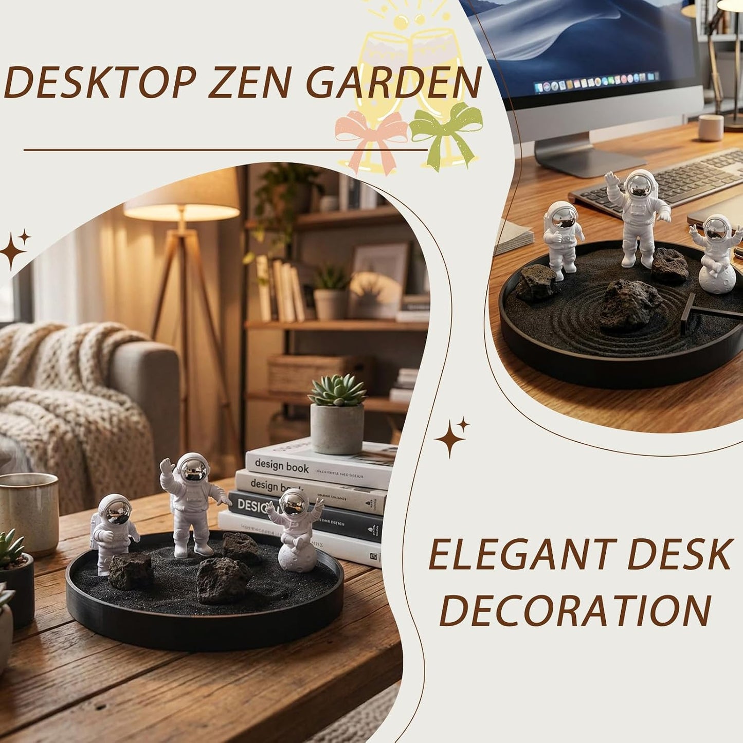 Astronaut Zen Garden Kit, Desktop Zen Garden for Stress Relief