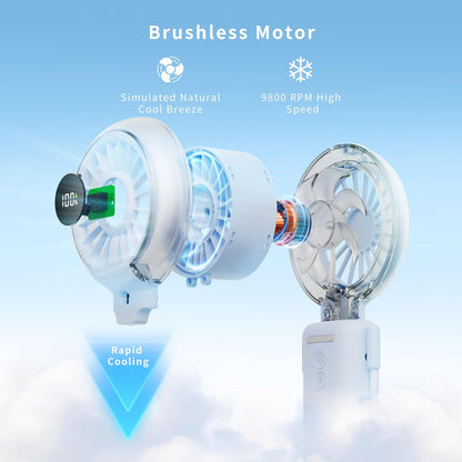 VEWINGL Portable Misting Fan, 110° Foldable Handheld Fan, 5 Speed