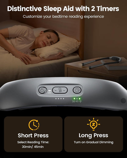 Glocusent Neck Light with Timer, 100 Hours Book Light for Bedtime Reading