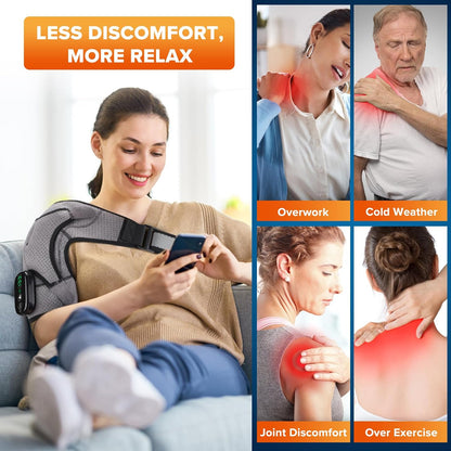 Cordless Shoulder Heating Pad with Massage, FSA Eligible Items List, Heated Shoulder Wrap Massager for Pain Relief Deep Tissue, Rotator Cuff Heating Pad, HSA Approved Products Only