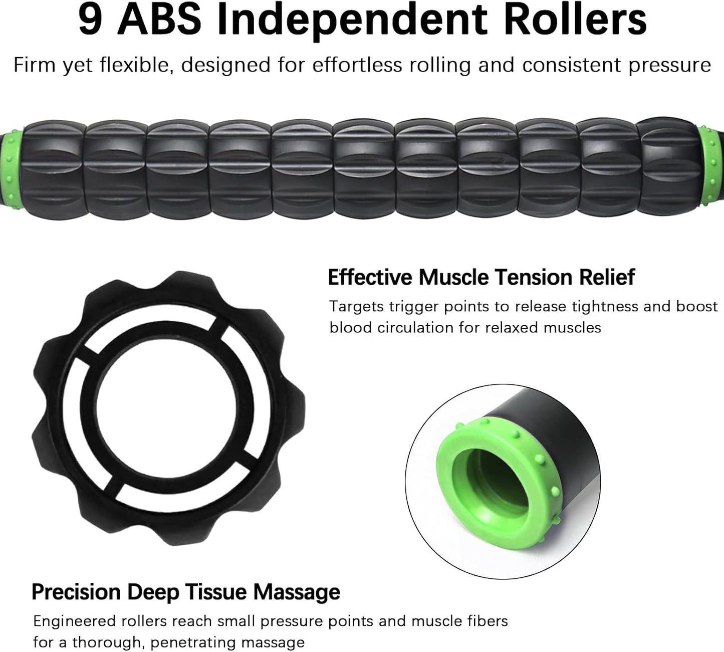 Muscle Roller Massage Roller Stick- Deep Tissue Fascia Blaster for Myofascial Pain Relief, Lymphatic Drainage & Body Sculpting, Handheld Physical Therapy & Recovery Tool (Pink black-18 inch)