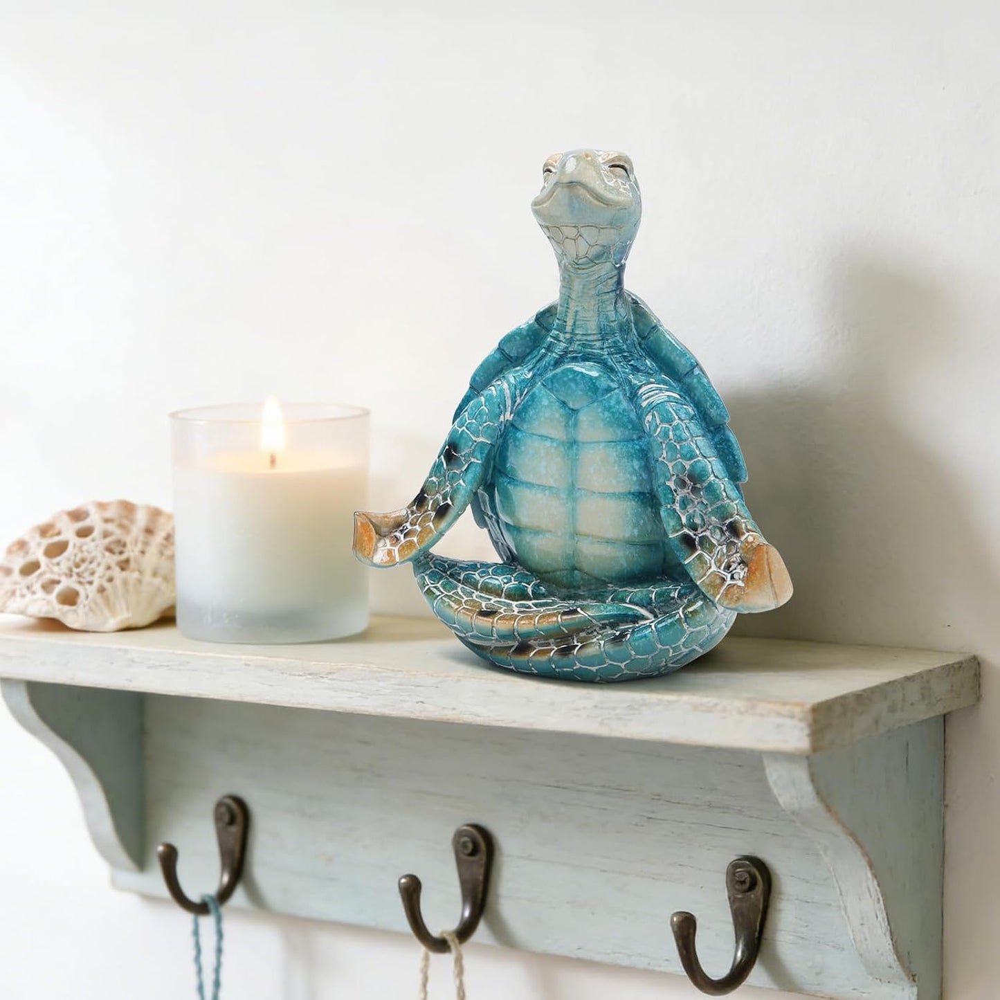 Hodao 2PCS Sea Turtle Meditation Yoga Figurines, Coastal Beach Decor