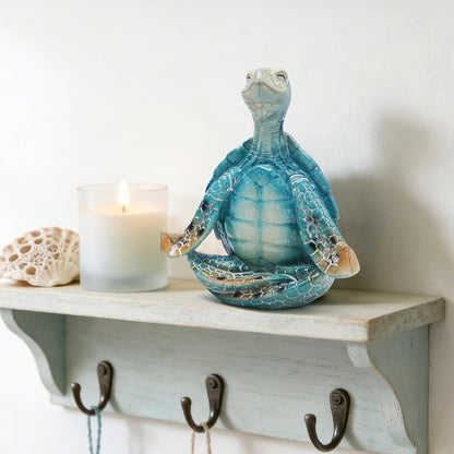 Hodao 2PCS Sea Turtle Meditation Yoga Figurines, Coastal Beach Decor