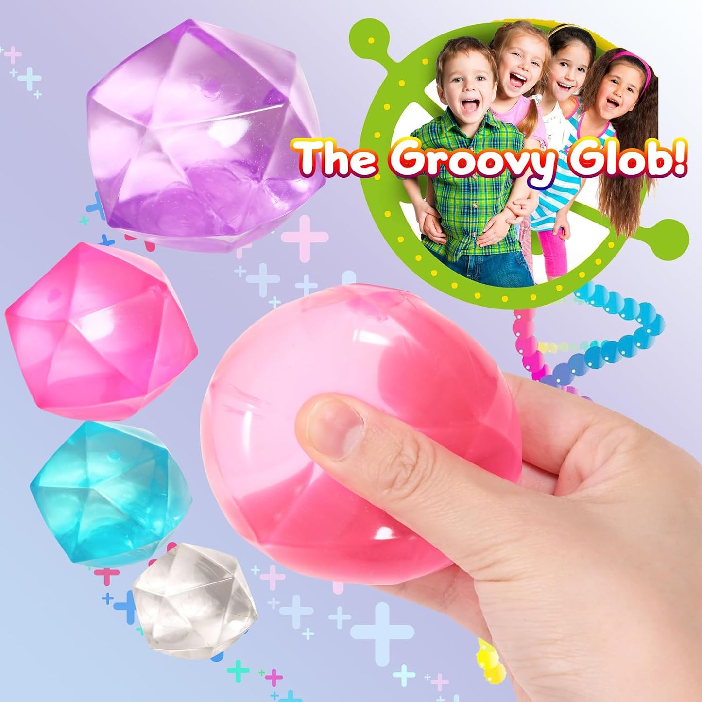 8pc Mini Small 1.4 Masonry Ice Squishy Stress Balls Diamond Anxiety Relief Slow Rise-Fidget Toy for Kids Classroom, Calming Toys Anxiety Children Teens