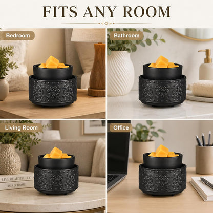 mocosa Ceramic Wax Melt Warmer, 3-in-1 Electric Wax Warmer for Scented Wax Melts, Flameless Candle Wax Burner for Home Fragrance, Bedroom Bathroom Office Decor, Gifts for Women Mom(Beige-Granular)