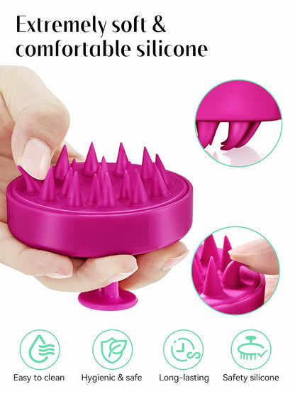 HEETA Scalp Massager Hair Growth, Soft Silicone Scalp Scrubber Shampoo Brush for Exfoliation, Dandruff Removal Head Massage Stress Relax, Wet & Dry Use for Thick Thin Curly Hair Care, Black