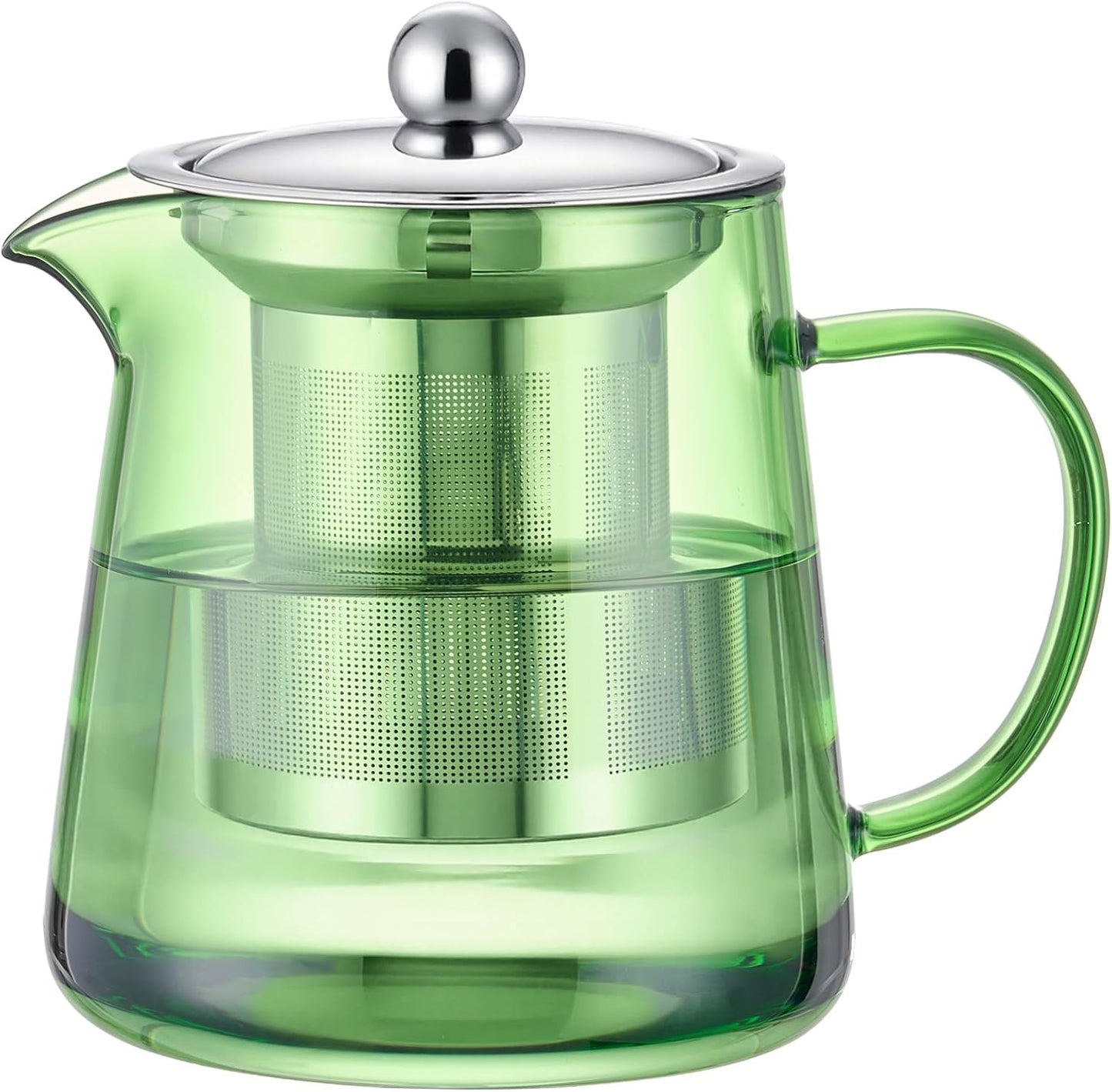 PARACITY Glass Teapot Stovetop 18.6 OZ, Borosilicate Clear Tea Kettle with Removable 18/8 Stainless Steel Infuser, Teapot Blooming and Loose Leaf Tea Maker Tea Brewer for Camping, Travel (550ML)