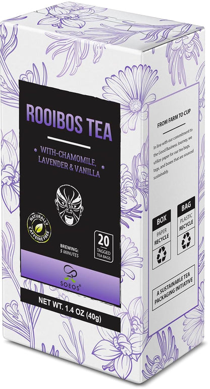 Soeos Organic Rooibos Tea, 100 Count (Pack of 1), Naturally Sweet Herbal Tea, Caffeine Free, USDA Organic, Red Rooibos Tea Bags, Farmed in South Africa 9oz (250g)