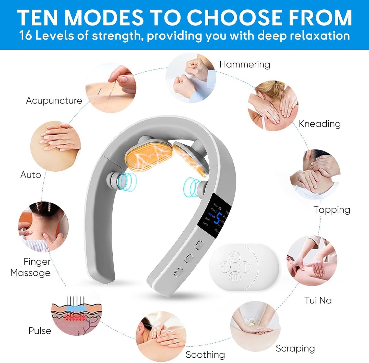 Neck Massager for Pain Relief Deep Tissue,Portable Neck Massager with Heat for Women Men