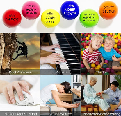 ALMAH Motivational Stress Balls for Kids and Adults (6 Pack)