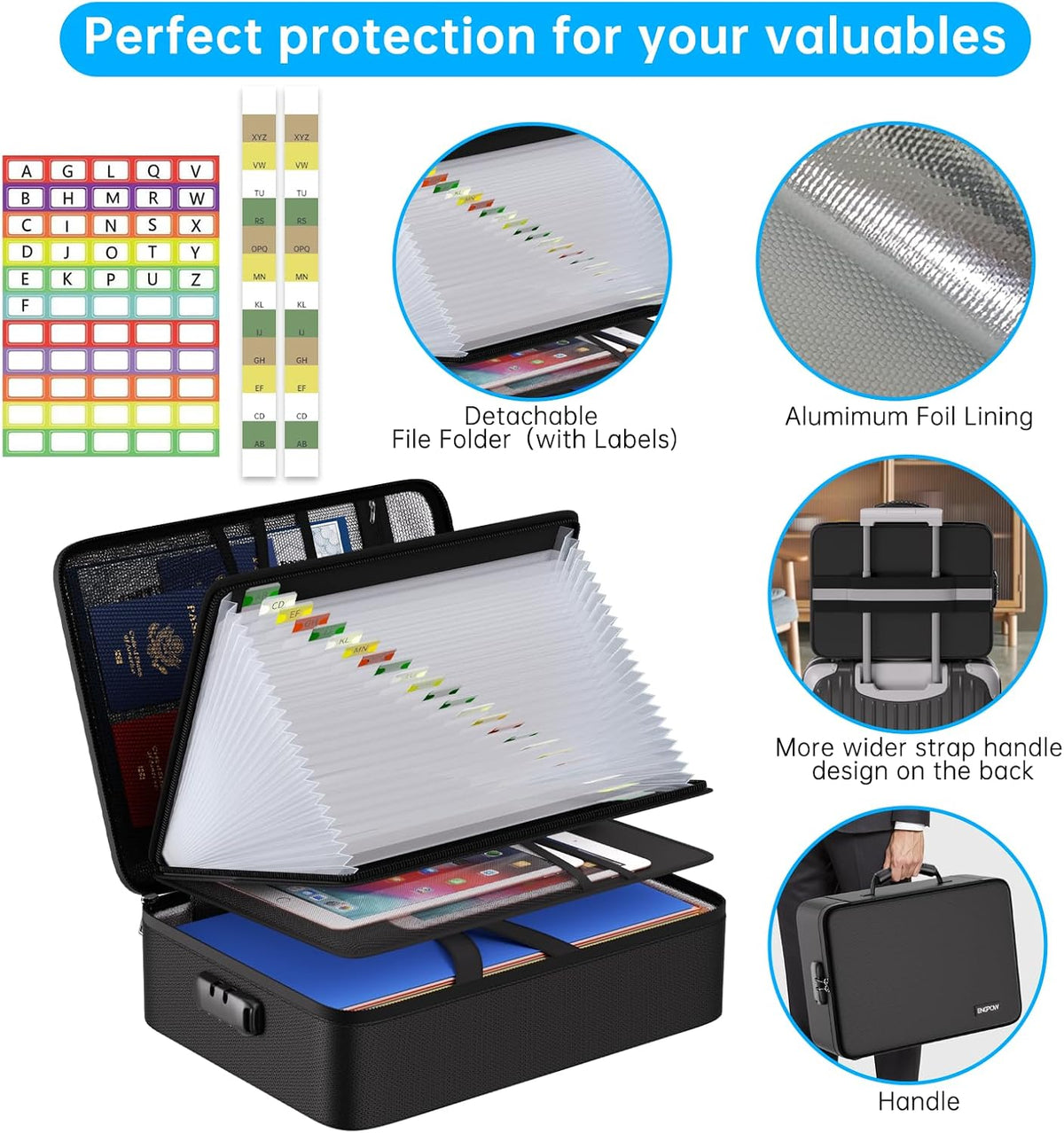 ENGPOW Fireproof File Organizer Bag with 13 Pockets Accordion File Folder