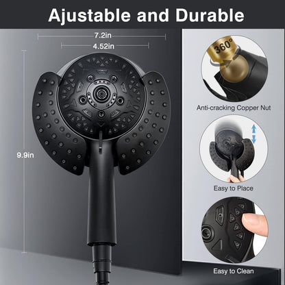 INAVAMZ Shower Head with Handheld High Pressure: Hand Held Shower Head & Rain Shower Head 2-IN-1 Shower Head with 59" Rotatable Stainless Steel Hose, Shower Trim Systems, Sliver 2.5 GPM 15391 Filter