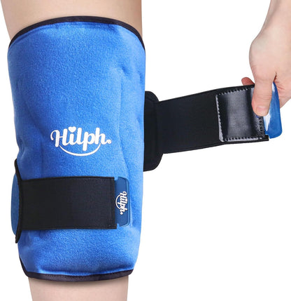 360° Full Coverage Knee Ice Pack Wrap for Post-Surgery Recovery - Bendable & Adjustable Hot Cold Therapy for Pain Relief, Swelling, Arthritis - Easy to Wear, Reusable Gel Pack for Men & Women, Black