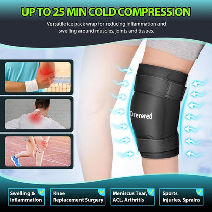 Reusable Cold Ice Packs for Injuries, 3-Piece Set Cold Gel Ice Wrap for Injury Recovery, Alleviate Joint and Muscle Pain (Knee Ice Wrap-Purple)
