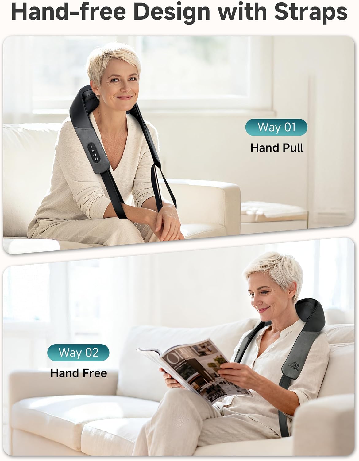 Snailax Neck Massager for Pain Relief Deep Tissue, Neck Massage with Heat, Cordless Massager for Back and Shoulder Pain, Deep Kneading Back Massager, Gift for Mom Dad