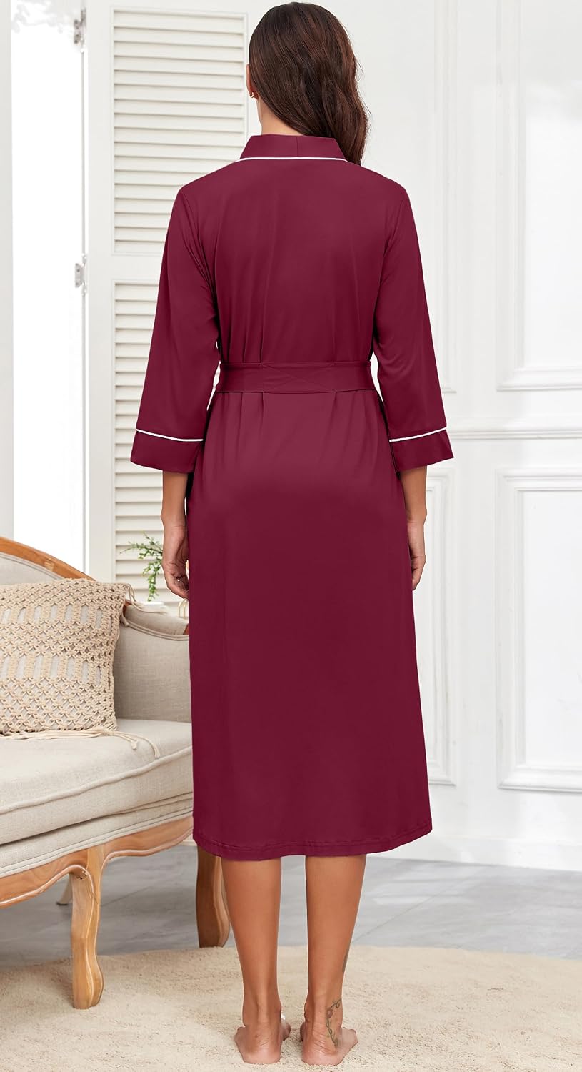 PrinStory Robes for Women 3/4 Sleeve Long Bath Robe XS-4XL