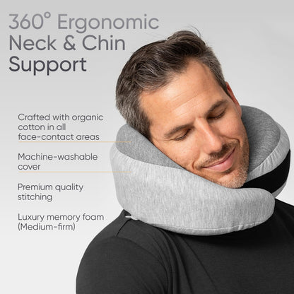 Proglobe Travel Neck Pillow for Airplanes, Long Haul Flight Kit, Grey