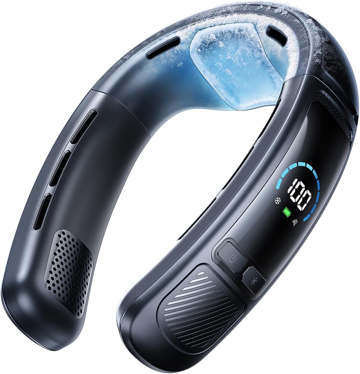 Neck Air Conditioner, Portable Neck Fan with Large Cooling Area, 22H Max Cooling, 100 Speeds, 6000mAh Battery, Digital Display, Wearable Fan for Outdoor Work, Office & Travel Black