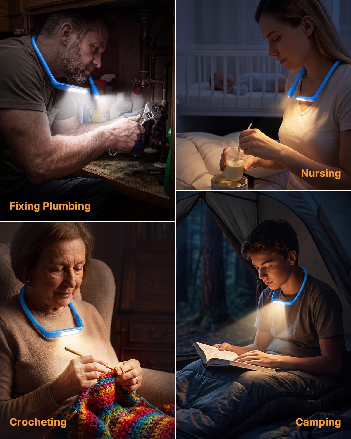 Reading Light, Rechargeable Neck Light, Stepless Dimming Book Light