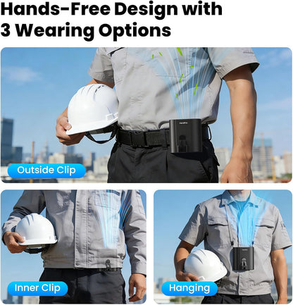 HandFan Waist Fan Clip On, 2-in-1 Wearable Belt & Neck Portable Cooling Fan