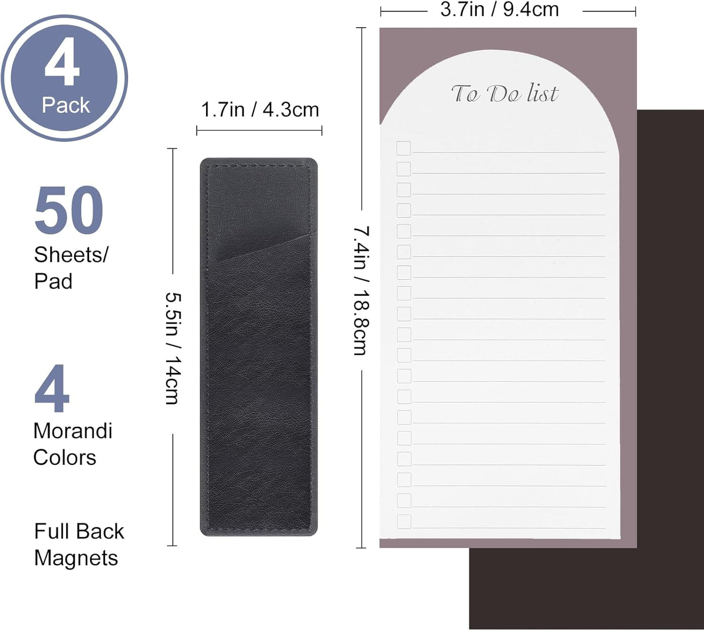 Thboxes 4 Pack Magnetic Note Pad for Fridge with Pen Holder, Totally 200 Sheets Grocery List Magnet Pad for Refrigerator Magnetic Shopping List Pad（Fruit Design）
