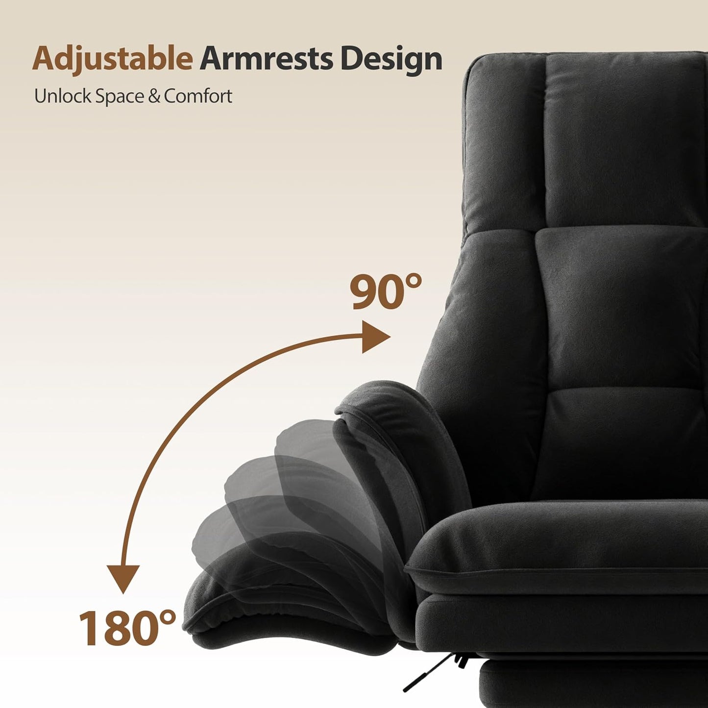 Big and Tall Office Chair, Flip Armrests for Pets & Cross Legged Sitting, Executive Ergonomic Computer Gaming Chair with Foot Rest, Teddy Fleece Wide Seat Reclining Desk Chair, White Vanity Chair