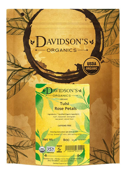 Davidson's Organics, Tulsi Rose Petals, Loose Leaf Tea, 16-Ounce Bag