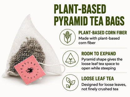 Organic Jasmine Green whole Leaf Pyramid Tea Bags – USDA Organic, Plant-Based & Plastic-Free Tea Bags, Smooth Floral Green Tea, 60 Count by Tealise