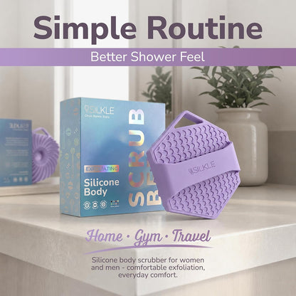SILKLE Silicone Body Scrubber Exfoliator, Shower Scrubber & Silicone Loofah