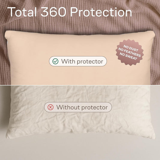 Ultra Soft Pillow Protectors with Zipper Standard Size - Set of 8 Breathable Pillow Covers - 100% Protection Against Stains, Dust & Dirt - Machine Washable (White)