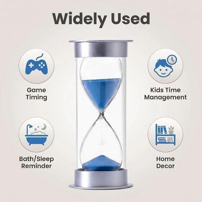 60 Minutes Hourglass Sand Timer, Dual Protection Hour Glass with Sand, Sand Timer for Kids Safety, Sand Clock Watch, Creative Gift, Living Room Office Decorative (Blue)