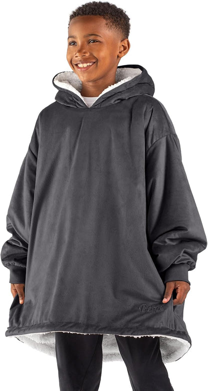 Bare Home Wearable Blanket Hoodie - Soft Plush Sherpa - Warm and Cozy - Oversized Wearable Blanket