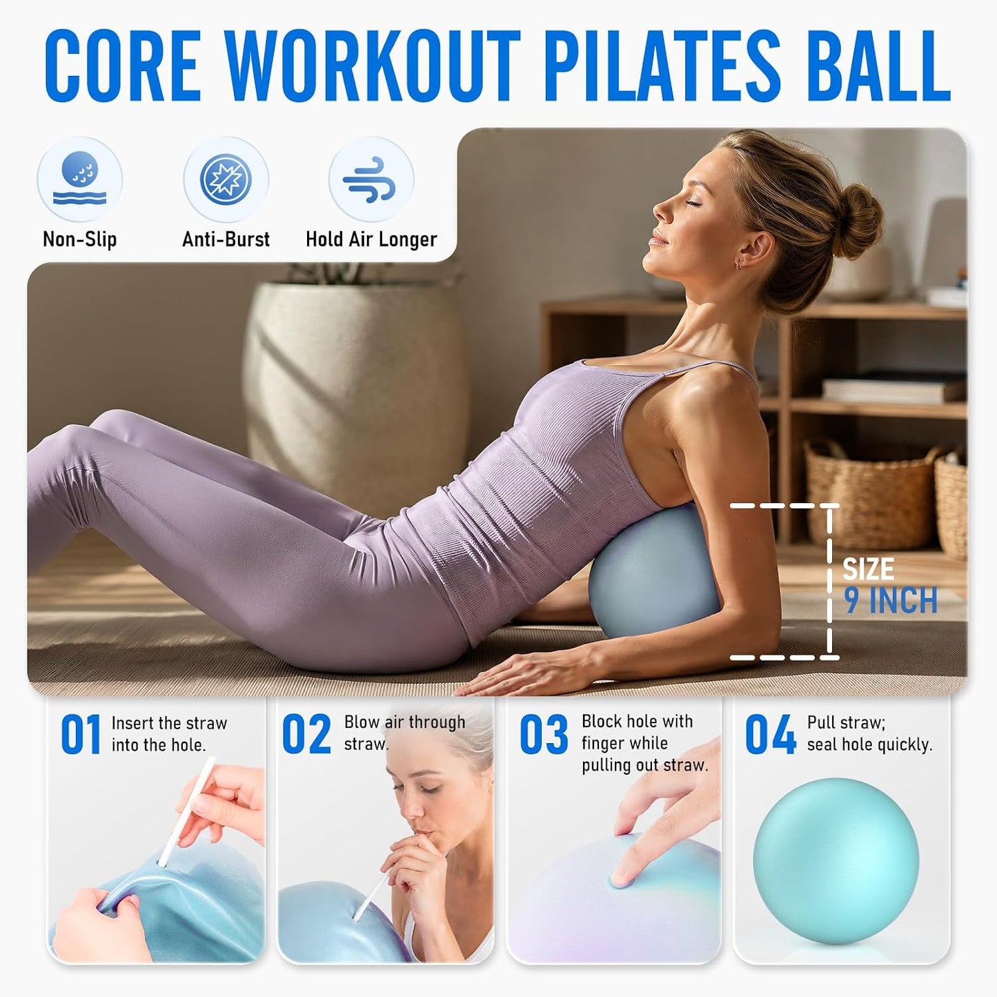JKSHMYT Pilates Ring Kit for Women, Pilates Equipment – 14.5" Home Magic Circle Workout with Pilates Ball,Resistance Bands,Better me Pilates Essentials Starter Set for Beginners Toning Shape Full Body