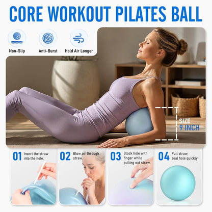 JKSHMYT Pilates Ring Kit for Women, Pilates Equipment – 14.5" Home Magic Circle Workout with Pilates Ball,Resistance Bands,Better me Pilates Essentials Starter Set for Beginners Toning Shape Full Body