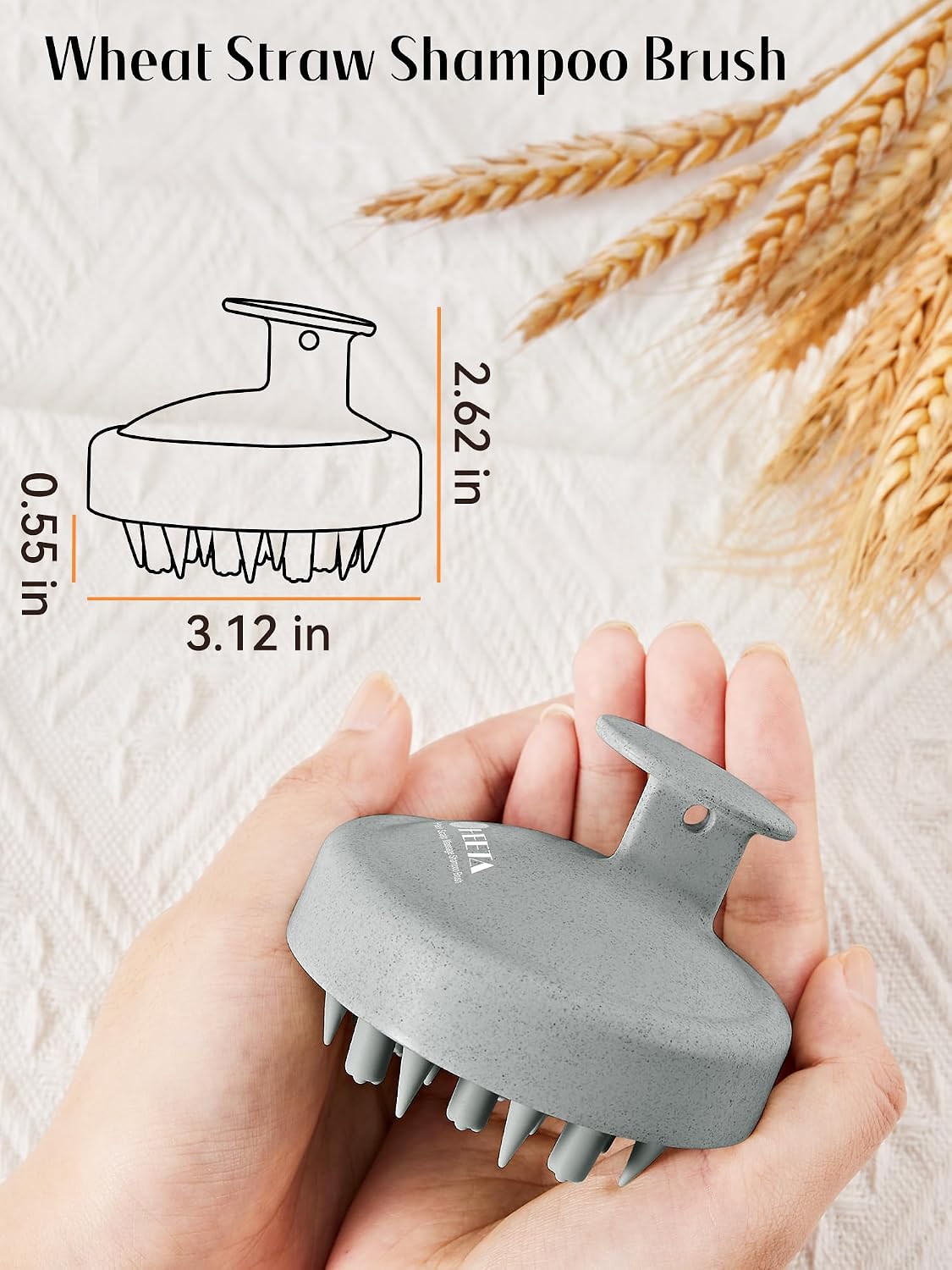 HEETA Hair Scalp Massager for Hair Growth, Shampoo Brush, Scalp Scrubber Exfoliator with Soft Silicone Bristles for Dandruff Removal to Relieve Stress, Wet Dry Use Updated Material, Beige