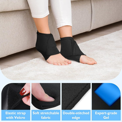 Helthrelife Heel Ice Pack for Pain Relief, Reusable Gel Ankle Ice Pack Wrap Hot&Cold Therapy for Heel Pain, Plantar Fasciitis, Achilles Tendinitis, Dry Cracked Heels, Sprain, Sports Injuries