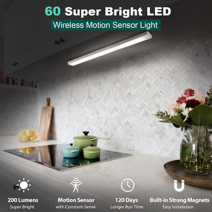 BLS 84 LED Closet Lights Battery Powered LED Lights, Super Bright Under Cabinet Lighting, Motion Sensor Light Indoor, Wireless Lights, 3200mah Rechargeable Battery Operated Lights, 180 Days Run Time