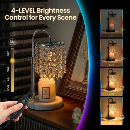 Candle Warmer Lamp with Timer Dimmer and 3 Bulbs, Lamp Candle Warmer with Marble Base,Wax Melt Warmer for Jar Candles, Birthday Gifts for Women Mom, House Warming Gifts New Home Decor (RGB-Black)