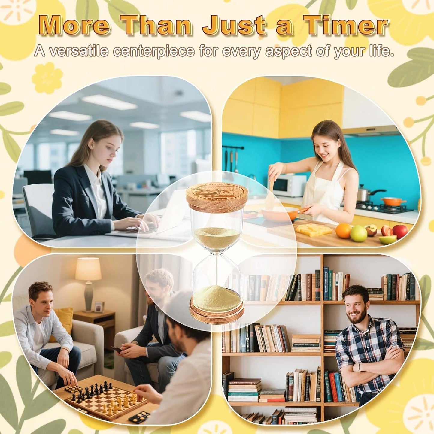 CNCJ Wooden Hourglass Sand Timer, 3 Minute Blue Sand Watch Reloj De Arena for Desk Decor Kitchen Classroom Office Study Home Decoration
