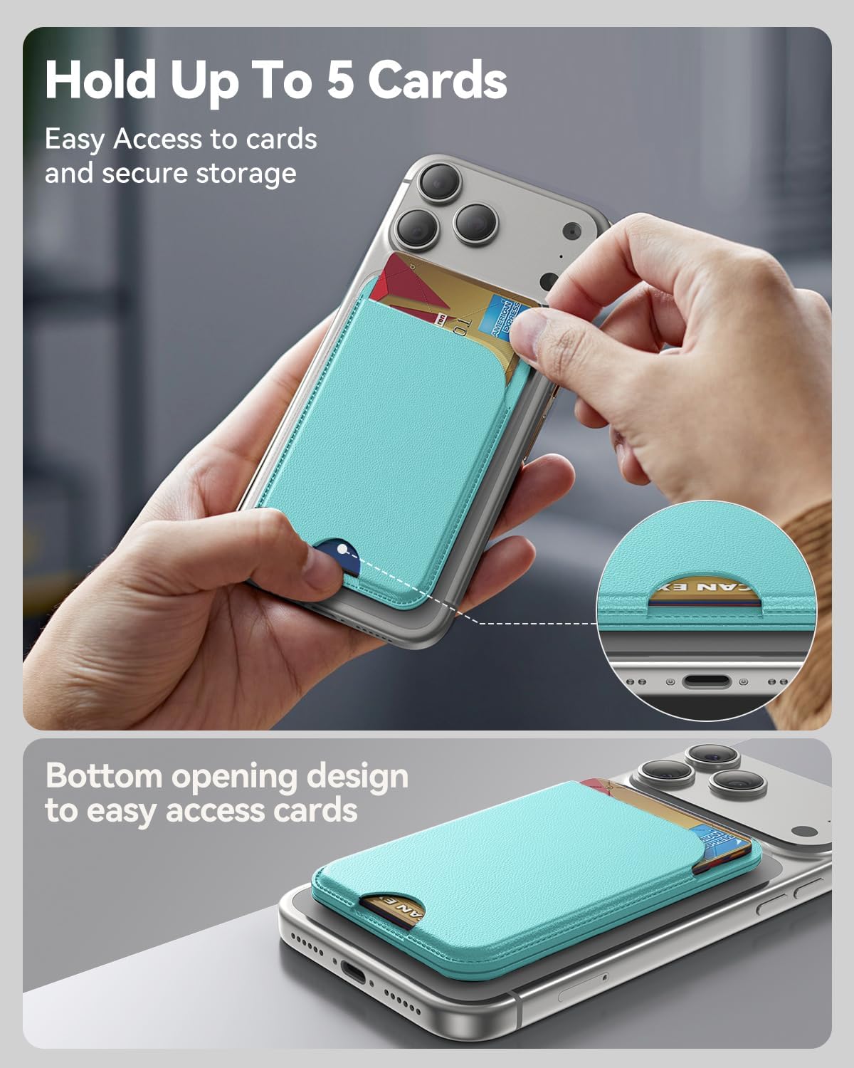 TWZKG for MagSafe Wallet, Works with Apple Find My,5 Card Holder with Stand