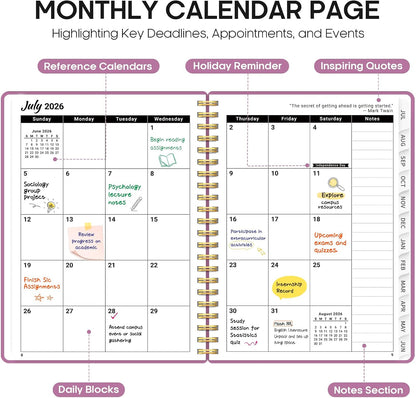 Planner 2026-2027, 8.5" x 11" Weekly and Monthly Academic Year Planner Calendar, July 2026 - June 2027, Hardcover Large School Planning Agenda With Tabs, Perfect for School & Office Supplies, A4, Green