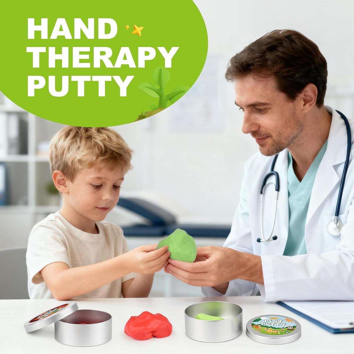 2 Pack Therapy Putty for Kids – Farm & Forest Theme Sensory Putty with Medium and Soft Resistance, Occupational Therapy Putty for Hand Exercises, Fine Motor Skills, Autism Sensory Play