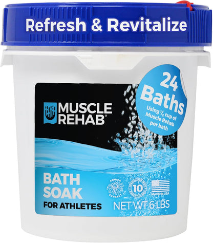 Muscle Rehab Epsom Salt Bath Soak 29 oz with Arnica - Fast-Dissolving Bath Salts for Muscle Relief and Recovery - Cooling Formula - Made in USA