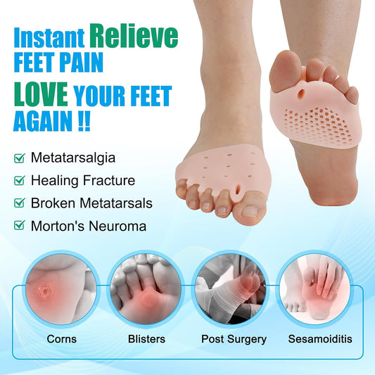Toe Separators for Women & Men, 4 PCS Gel Metatarsal Pads & Toe Spacers
