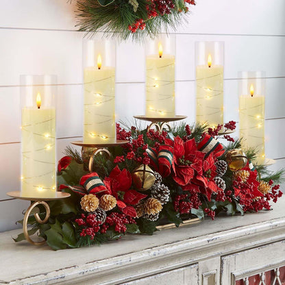 24 Pcs LED Flameless Candles with Remote, 3D Flickering Flame & LED String Lights, Acrylic Clear Cylinder, Timer Function, Romantic Ambience for Home Decor, Party, Wedding (Ivory).