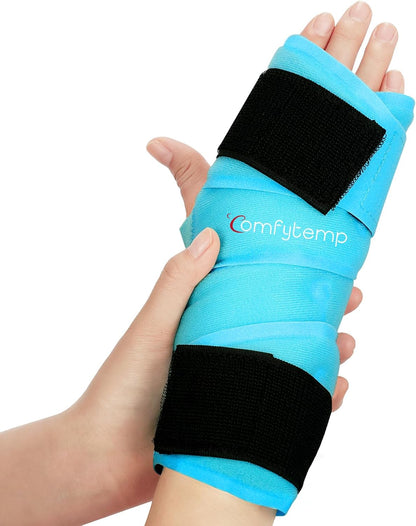 Comfytemp Wrist Ice Pack Wrap Carpal Tunnel Relief Wrist Brace, 2 Packs, FSA Eligible HSA, Gel Ice Packs for Injuries Reusable Wrap for Hand Pain, Hot Cold Compress Hand Brace, Men Women Recovery Item